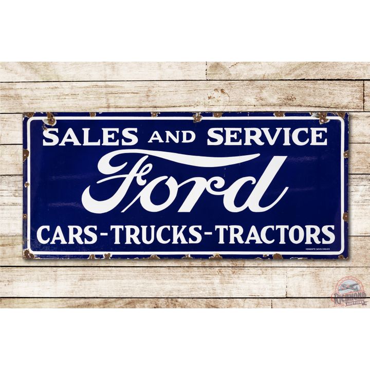 5' Ford Cars Trucks Tractors Sales & Service Porcelain Sign TAC 8.9