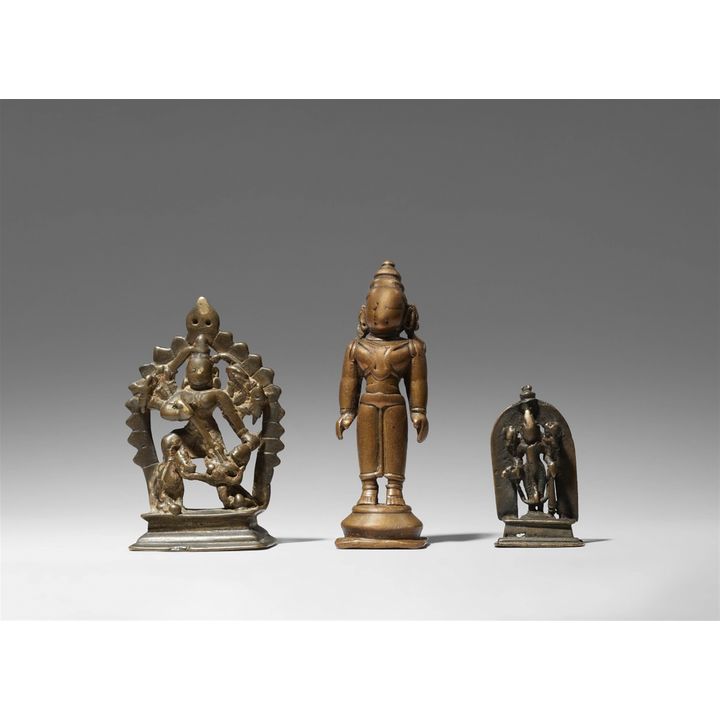 Three Indian copper alloy deities. 17th/19th century