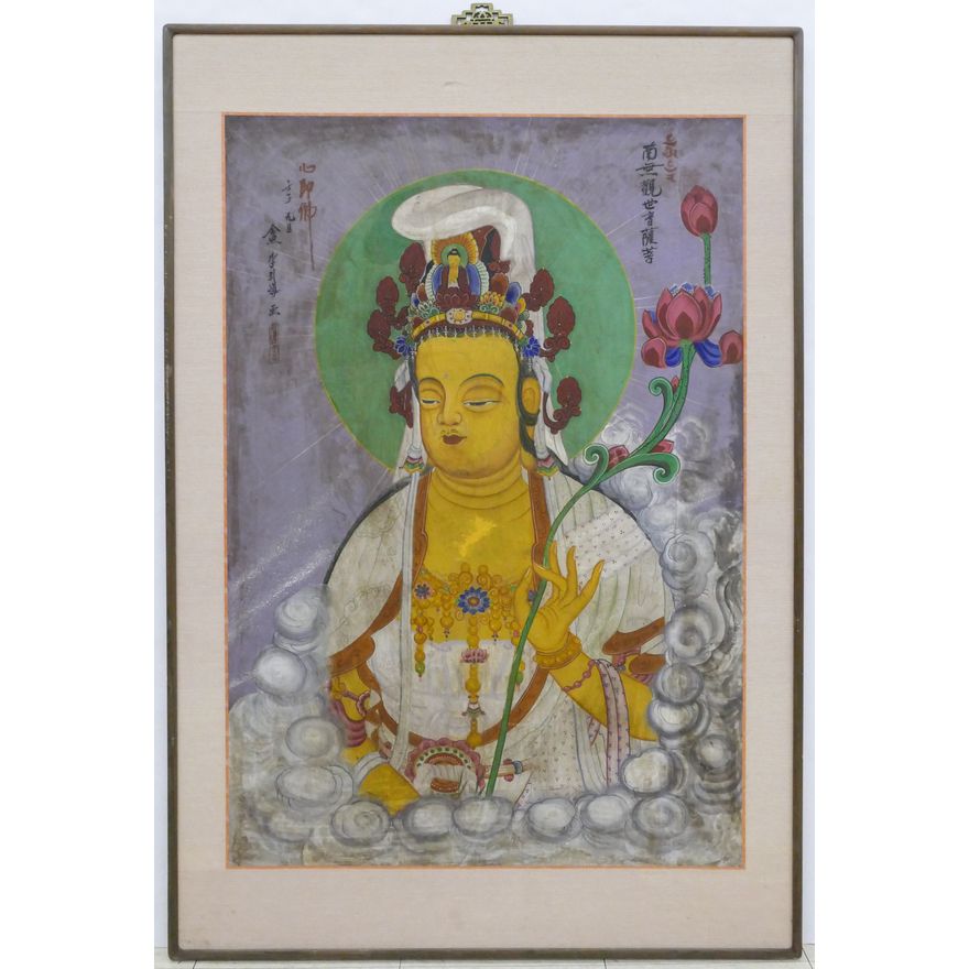 Old Korean Buddhist Guanyin Painting on Cloth