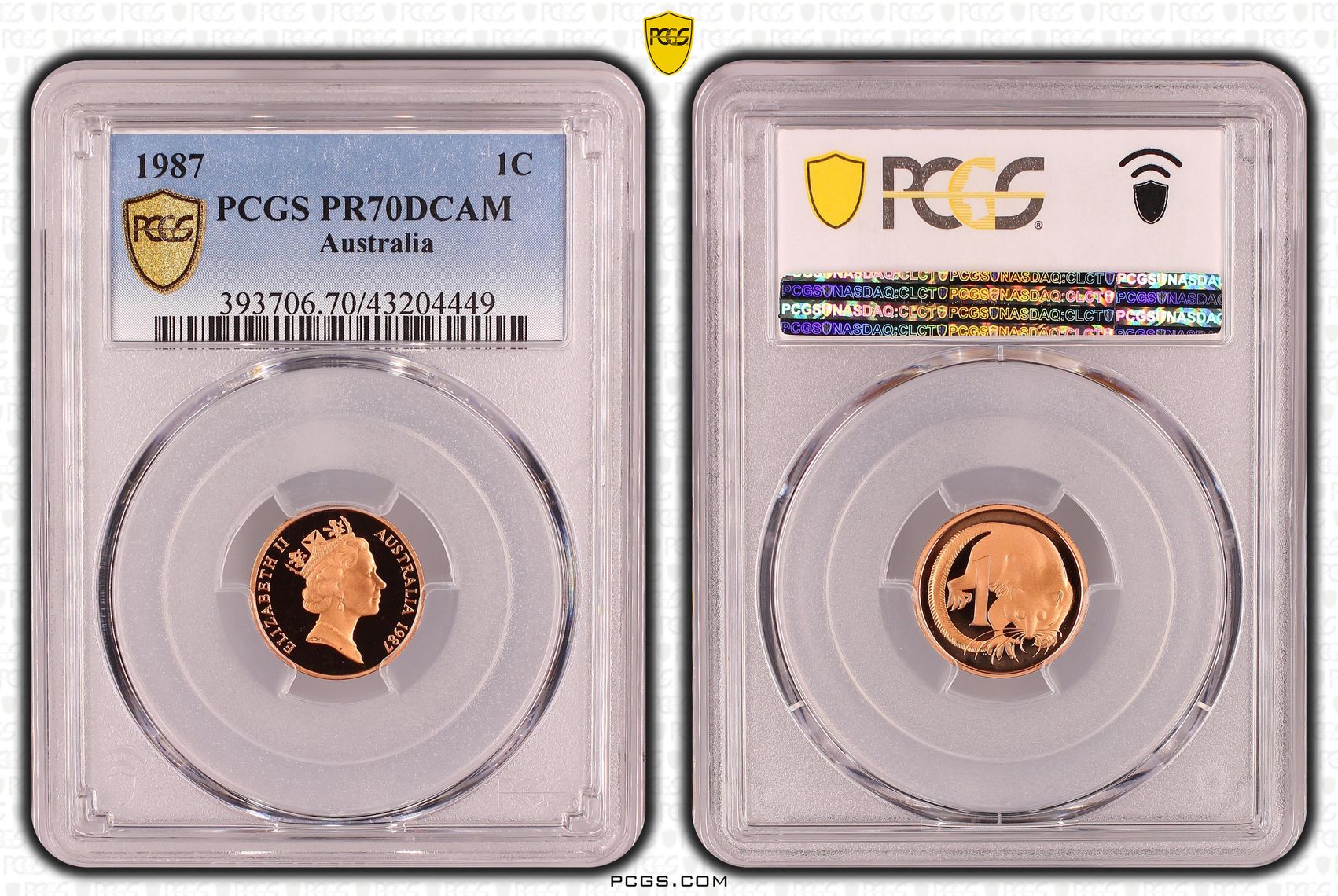 1987 Australian One Cent, 1c Proof PCGS - PR70DCAM POP 32/0 -449