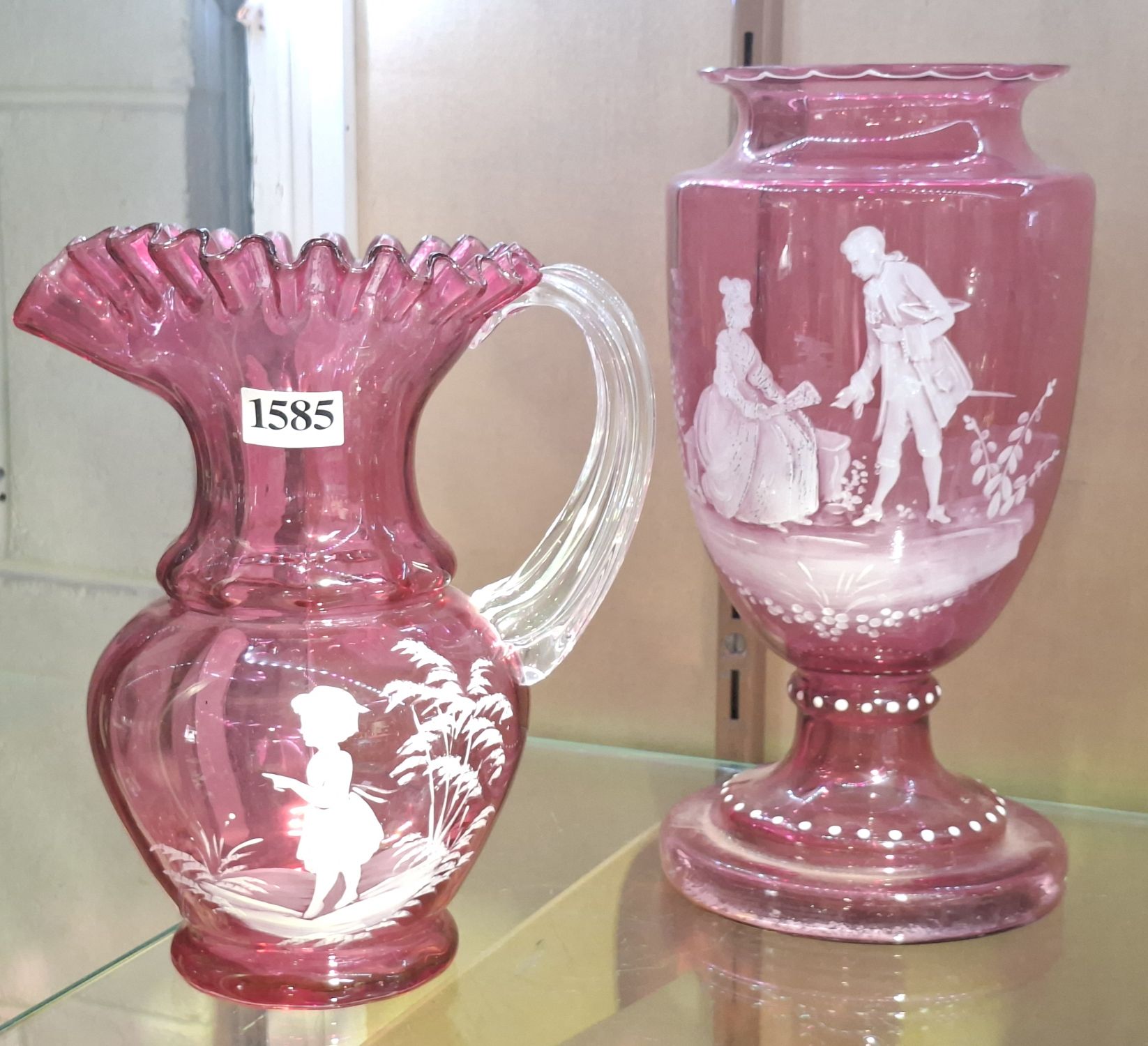 Cranberry Glass Vase And Jug