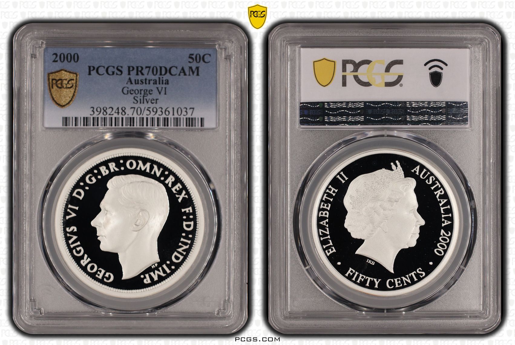 George VI Silver, Fifty Cents, 2000, PCGS PR70DCAM