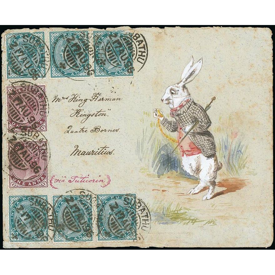 India Hugh Rose Hand-Illustrated Envelopes 1896 (17 Aug.) hand-painted ...