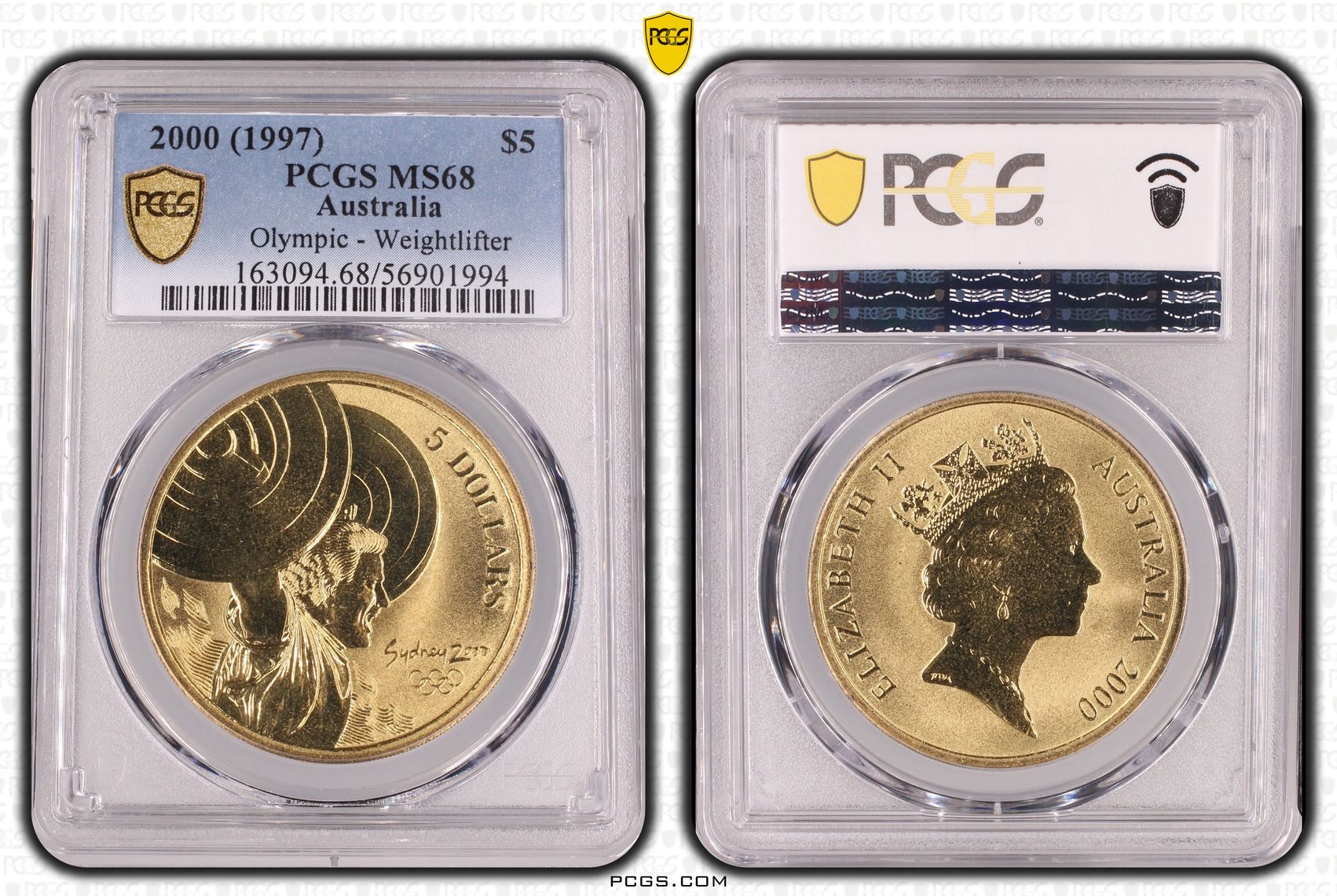 Weightlifter, Five Dollar, 2000, PCGS MS68