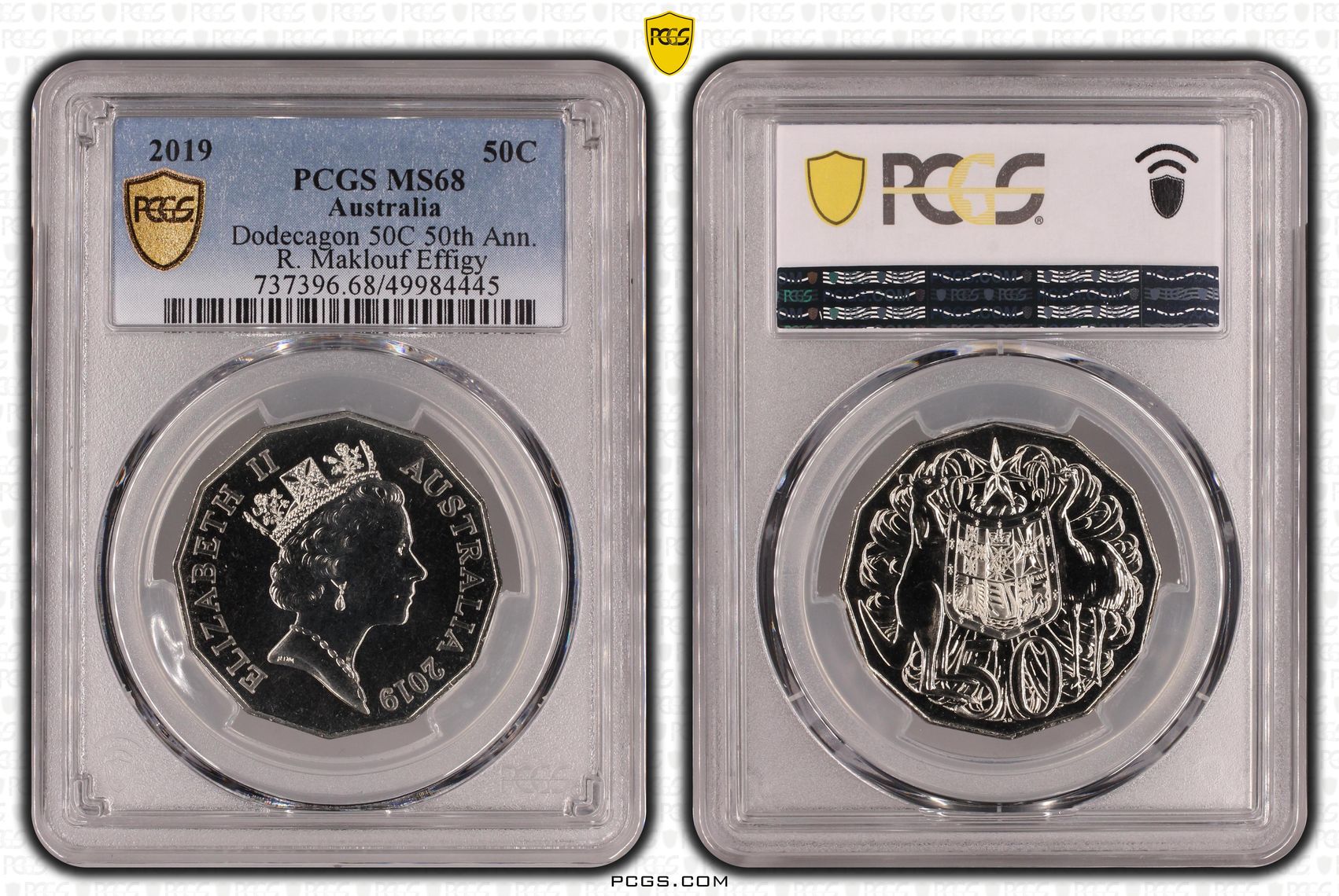 Dodecagon 50C 50th Ann. R. Maklouf Effigy , Fifty Cent, 2019, PCGS MS68