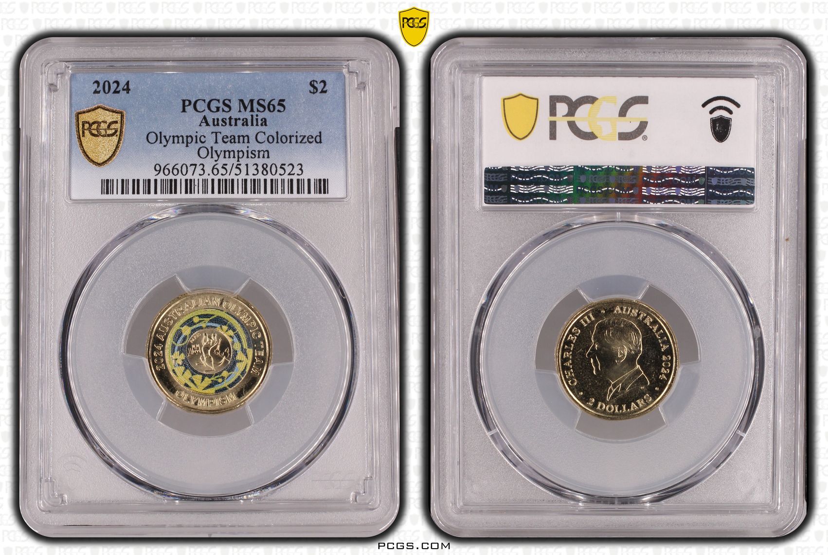 Olympic Team Colorized Olympism, Two Dollar, 2024, PCGS MS65