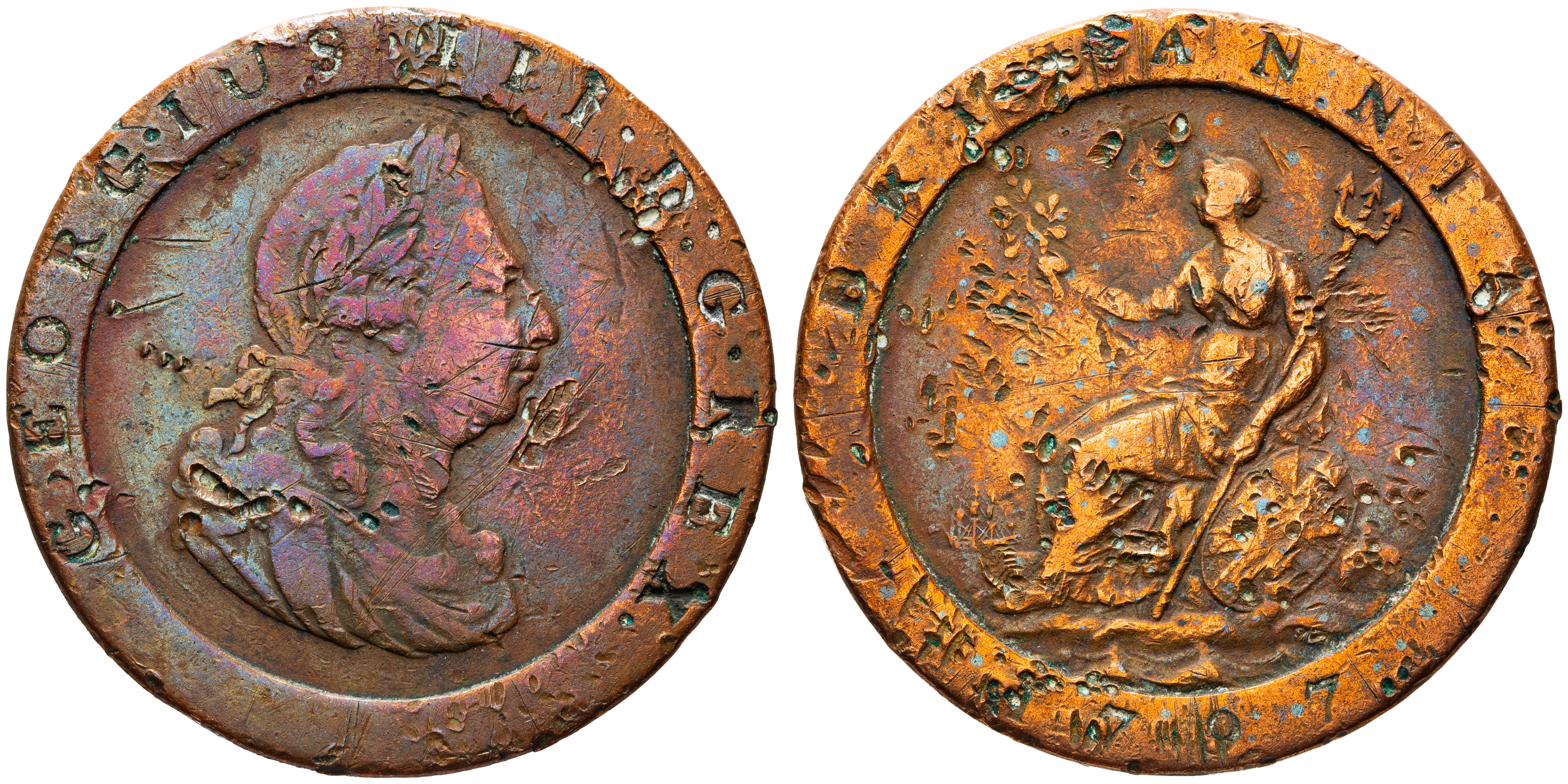 Great Britain, George III, George III, One Penny, 1797, VG
