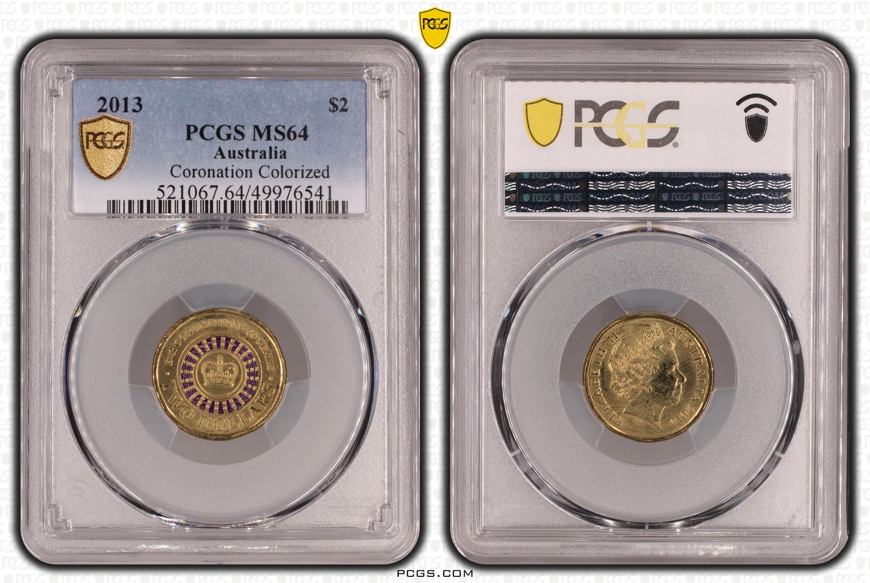 Coronation Colourised, Two Dollar, 2013, PCGS MS64
