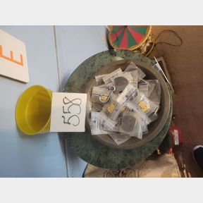 Vintage Arcade tokens and Philadelphia glue on emblems