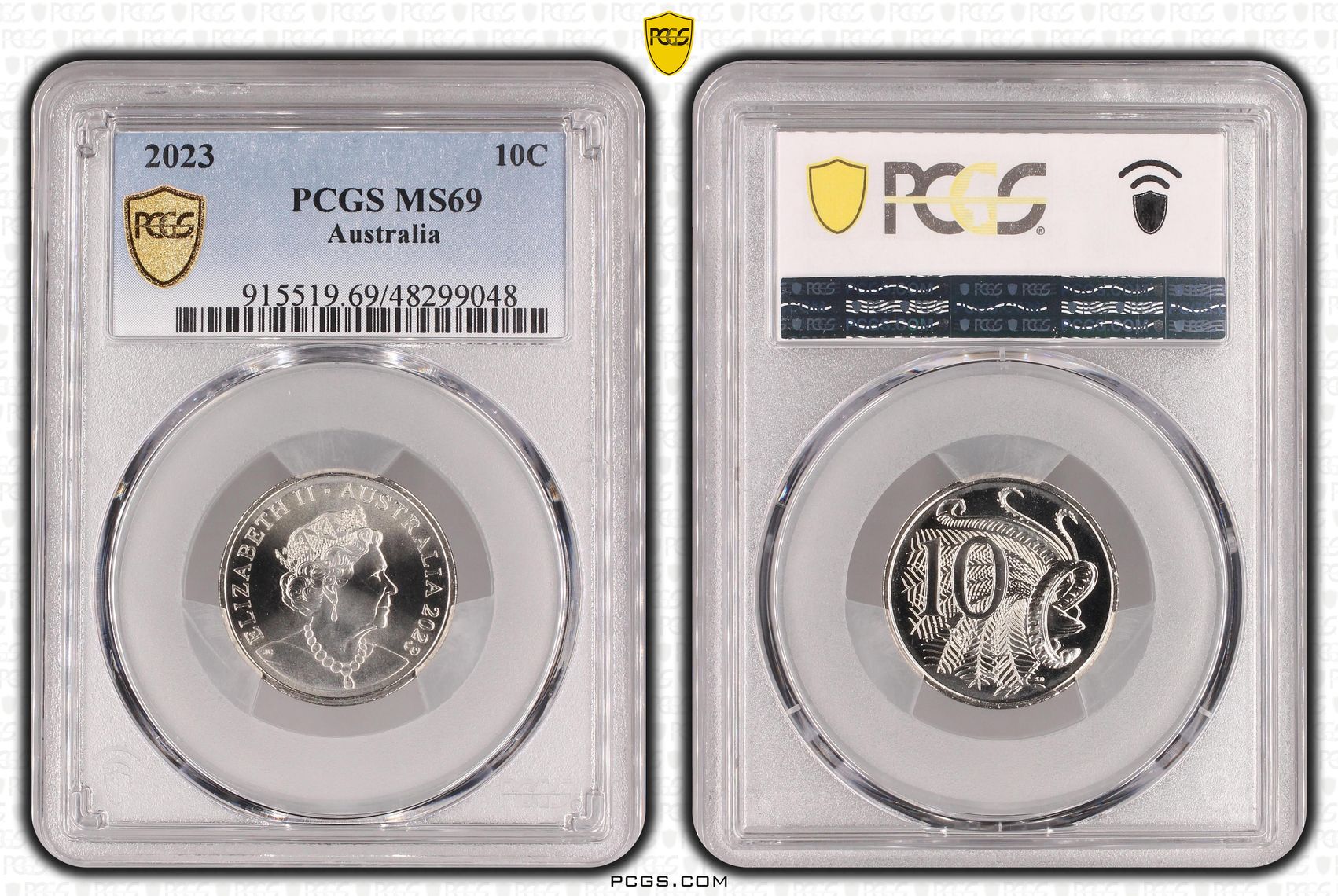 Elizabeth II, Ten Cent, 2023, PCGS MS69