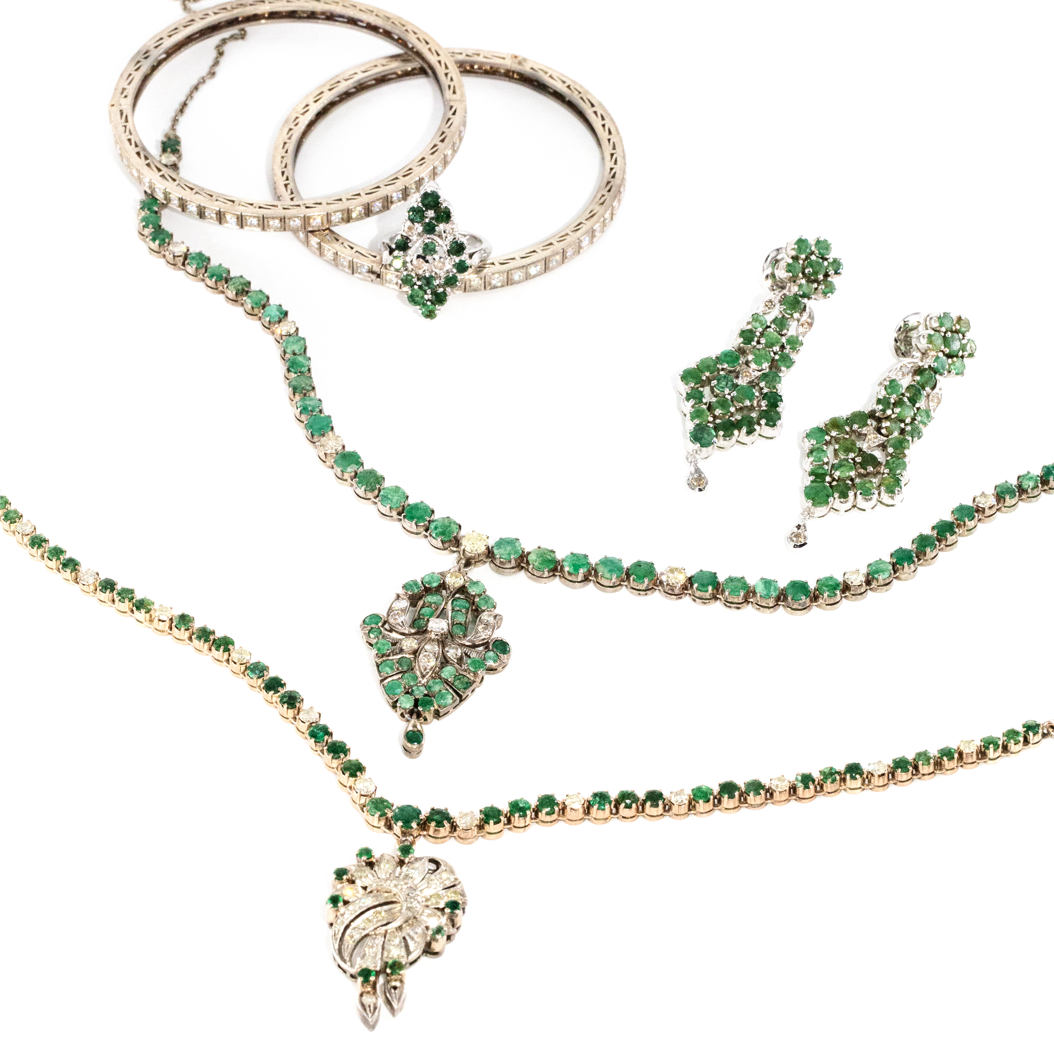 76 · Silver Emerald & Diamond Jewellery Lot