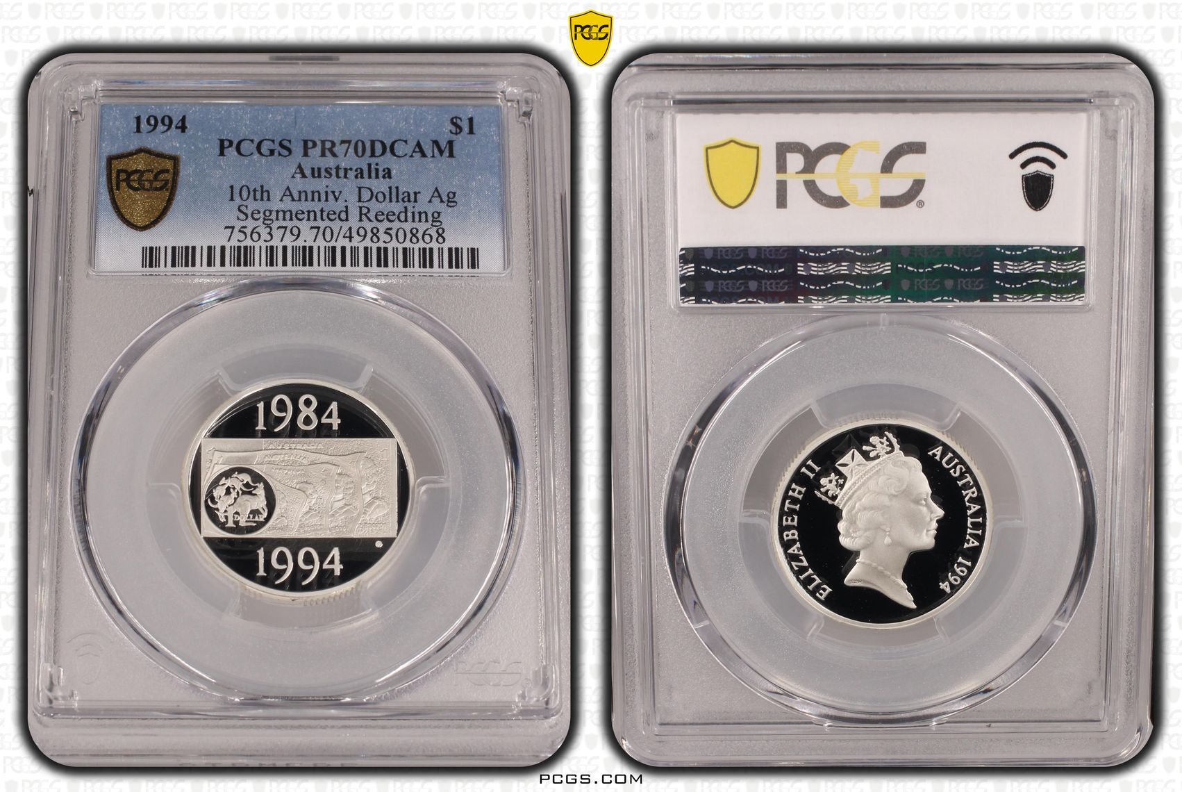 10th Anniv. Dollar , One Dollar, 1994, PCGS PR70DCAM