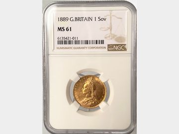 1889 VICTORIA JUBILEE HEAD GOLD SOVEREIGN MS61