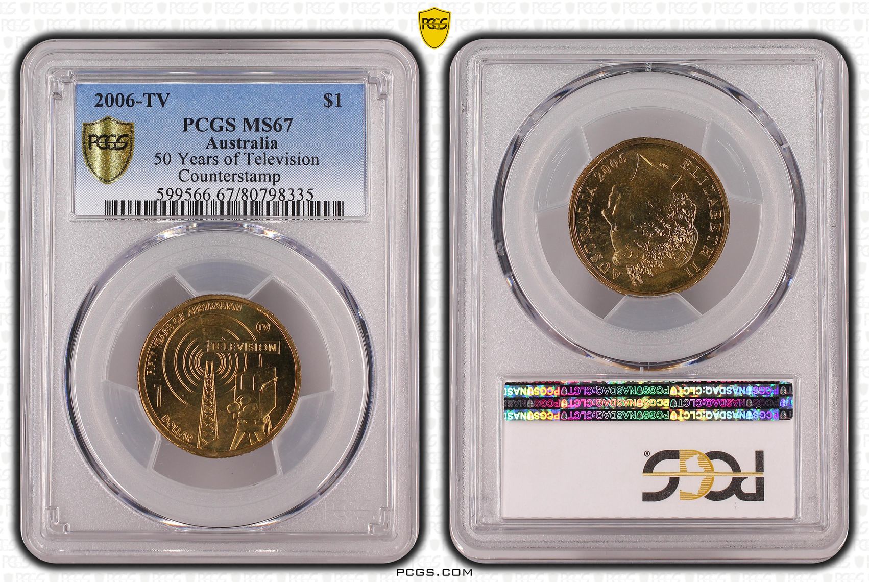 50 Years of Television , One Dollar, 2006-TV, PCGS MS67
