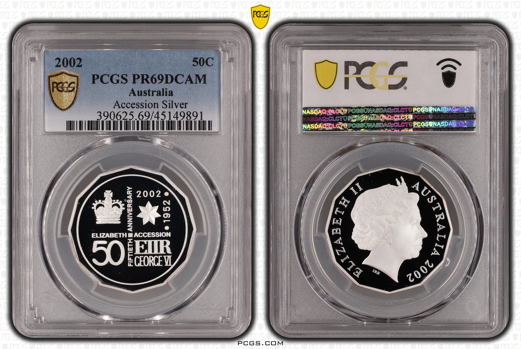2002 Australia Fifty Cent, 50c Silver Accession PCGS - PR69DCAM -891