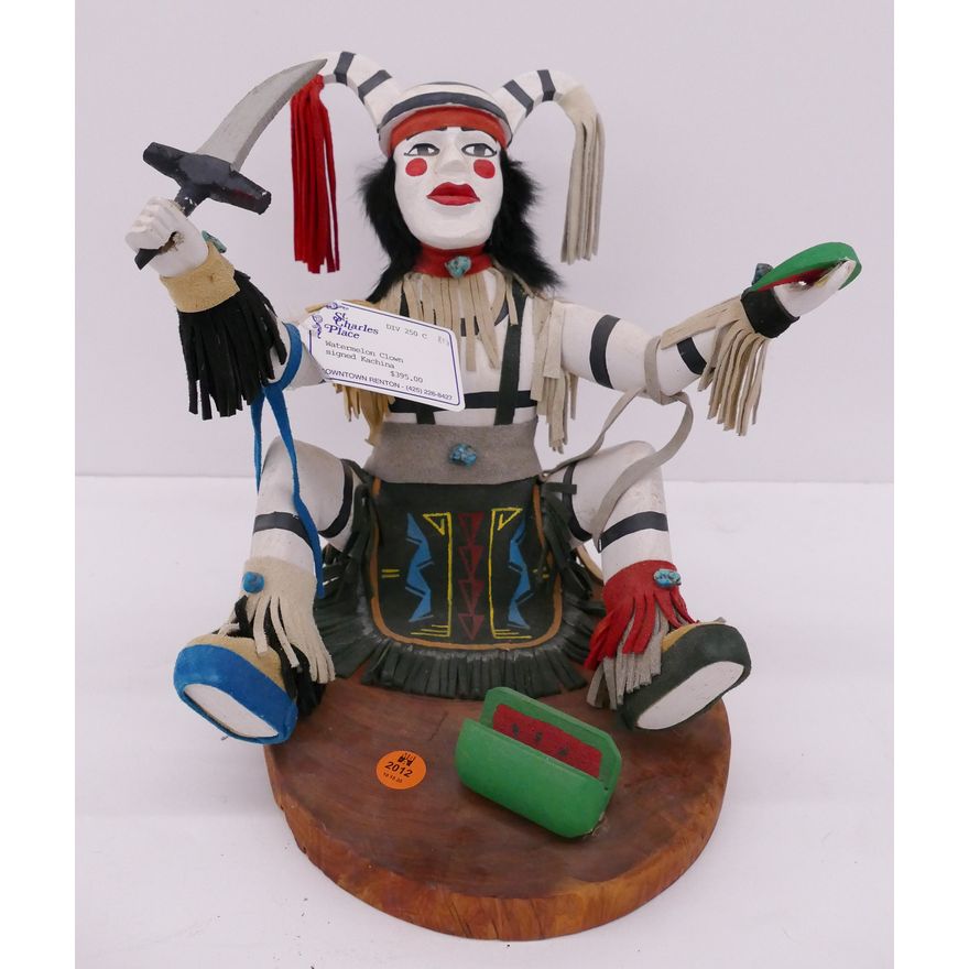 K. Yazzie 'Watermelon Clown' Kachina Doll- 11x10''