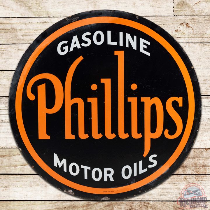 Phillips Gasoline Motor Oils 48" Double Sided Porcelain Sign