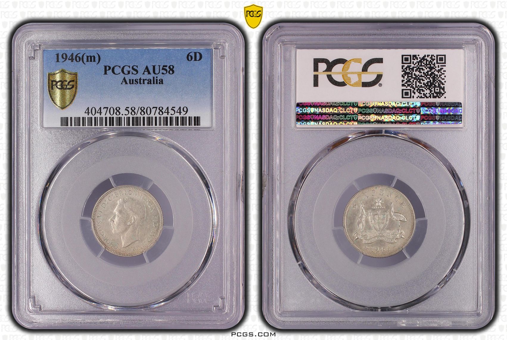 Sixpence, 1946(m), PCGS AU58