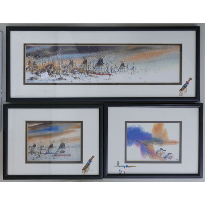 3pc W. G. Tobey Native American Art Prints Framed