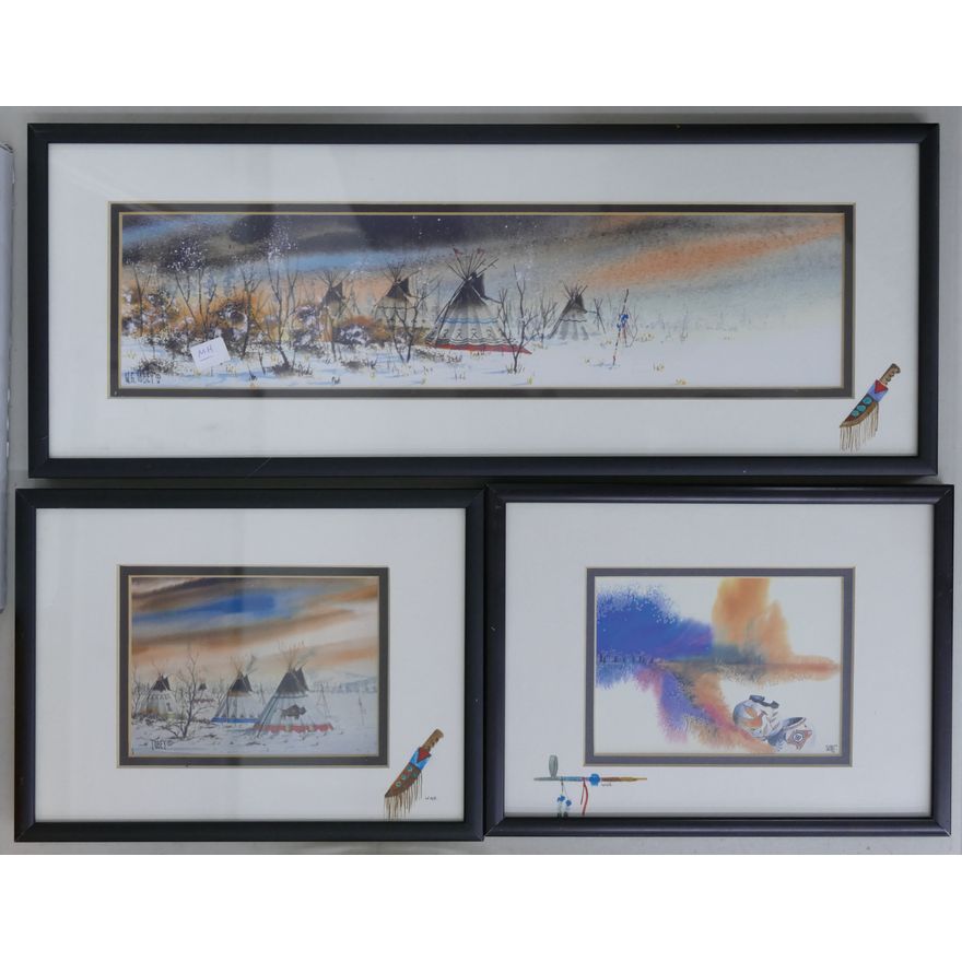 3pc W. G. Tobey Native American Art Prints Framed
