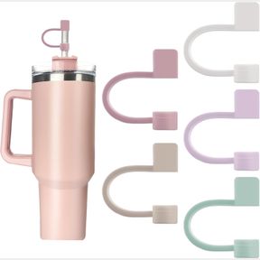 5-PACK SILICONE STRAW COVERS COMPATIBLE WITH STANLEY CUPS - DUST-PROOF STRAW CAPS FOR 40 OZ TUMBLERS AND WATER BOTTLES