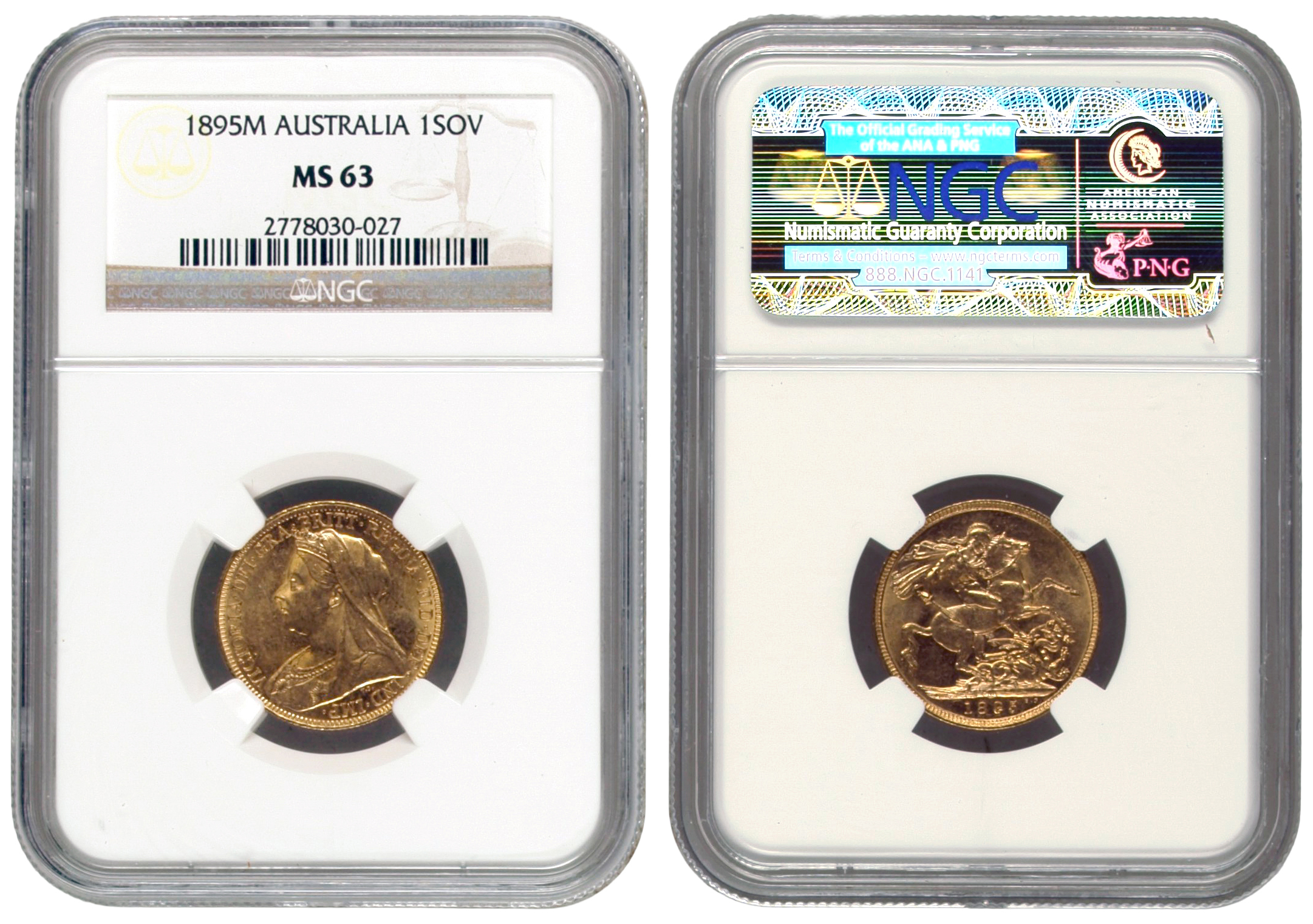 Victoria, St George Reverse, Sovereign, 1895-M, NGC MS63