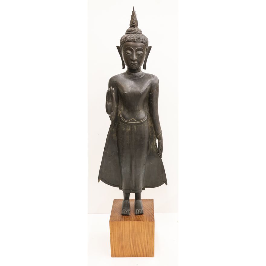 Thai 18th Cent. Large Standing Bronze Buddha