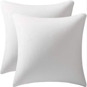 DEZENE DECORATIVE PILLOW CASES 18X18 OFF-WHITE: 2 PACK COZY SOFT VELVET SQUARE THROW PILLOW COVERS FOR FARMHOUSE HOME DECOR