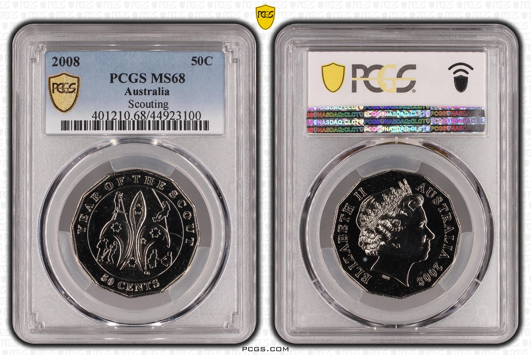 2008 Australia Fifty Cent, 50c Scouting PCGS - MS68 -100
