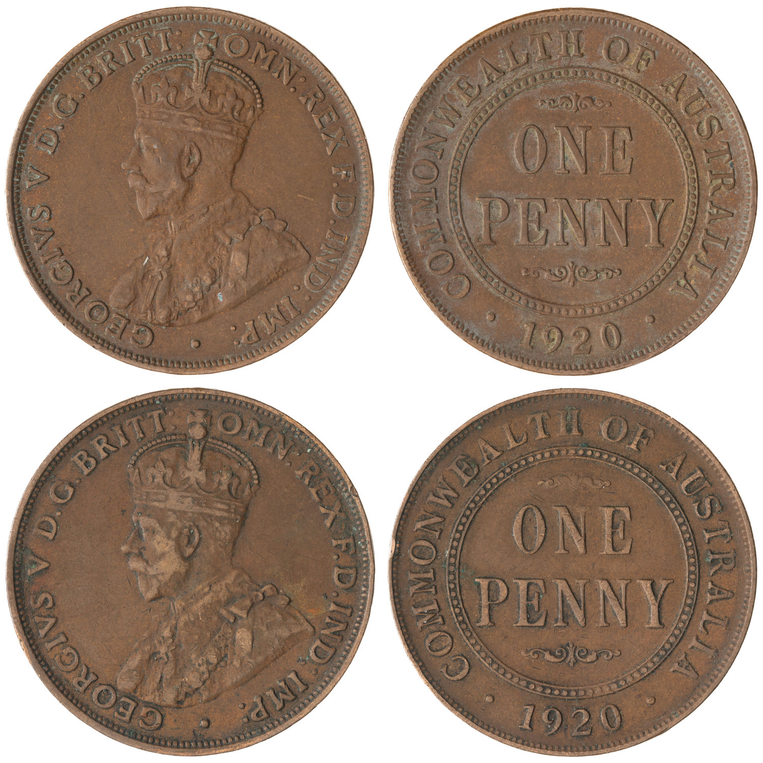 George V, Plain, Penny, 1920, aVF - VF