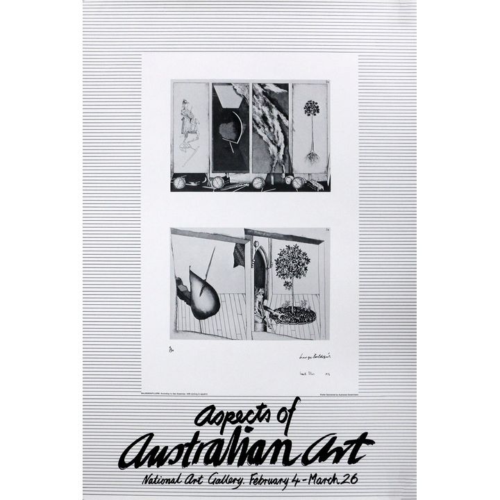 Aspects of Australian Art, The British Show, Wild Visionary Spectral, and other exhibitions - Six exhibition poster prints
