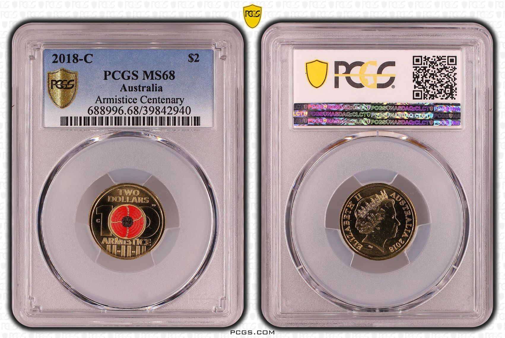 Armistice Centenary Colorized , Two Dollar, 2018-C, PCGS MS68
