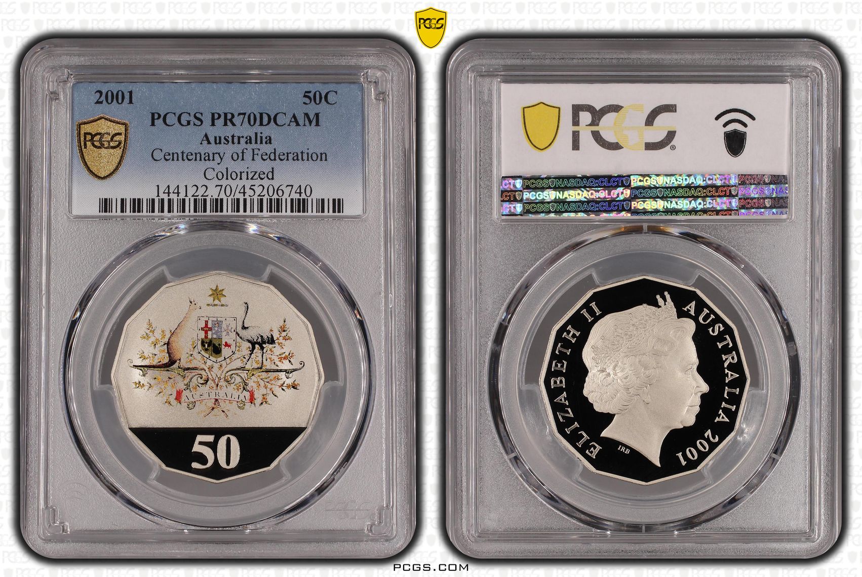 Elizabeth II, Centenary of Federation Colorized, Fifty Cent, 2001, PCGS PR 70DCAM