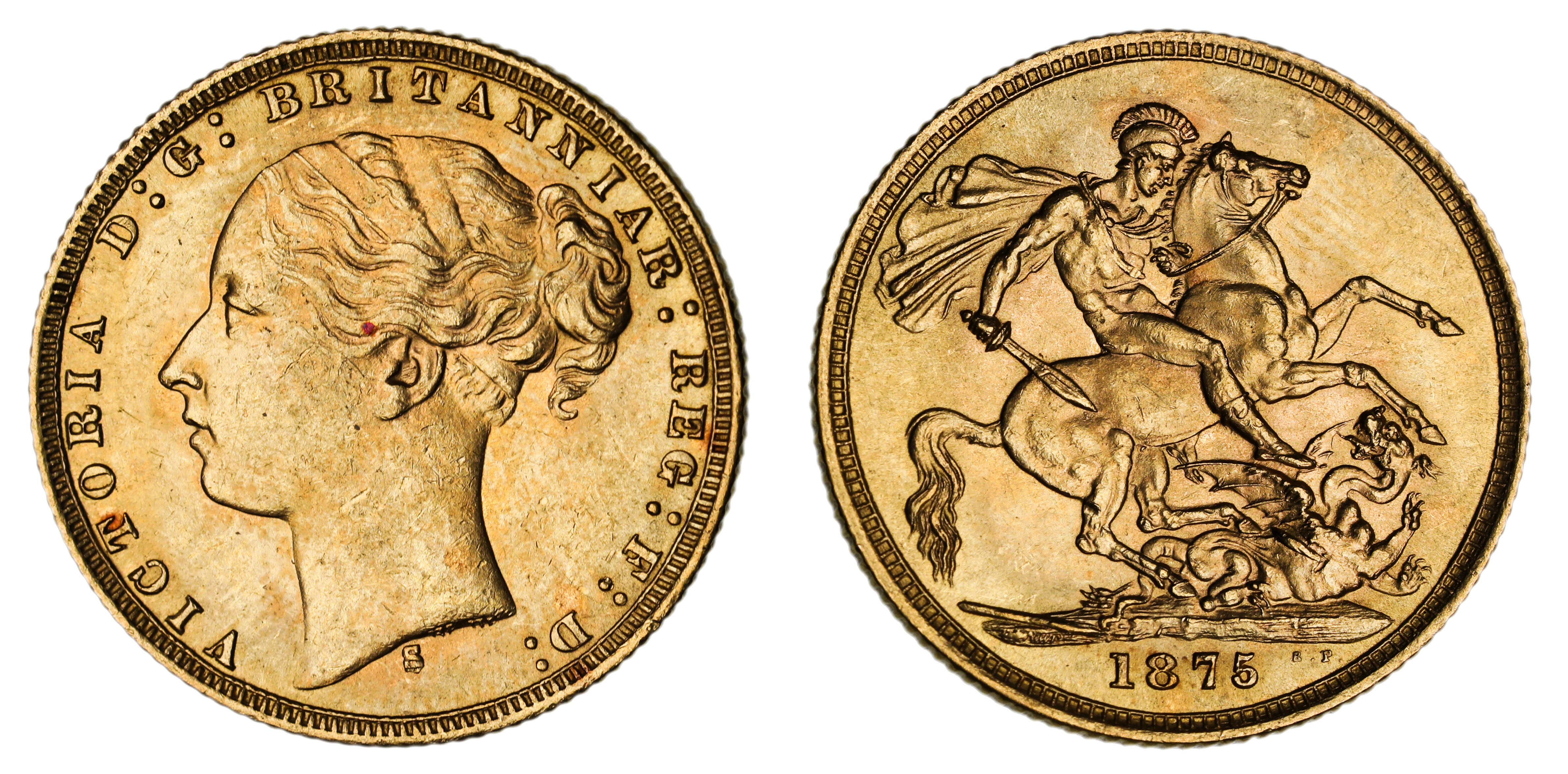 Victoria, St. George Reverse - Sydney Mint - Young, Sovereign, 1875, EF