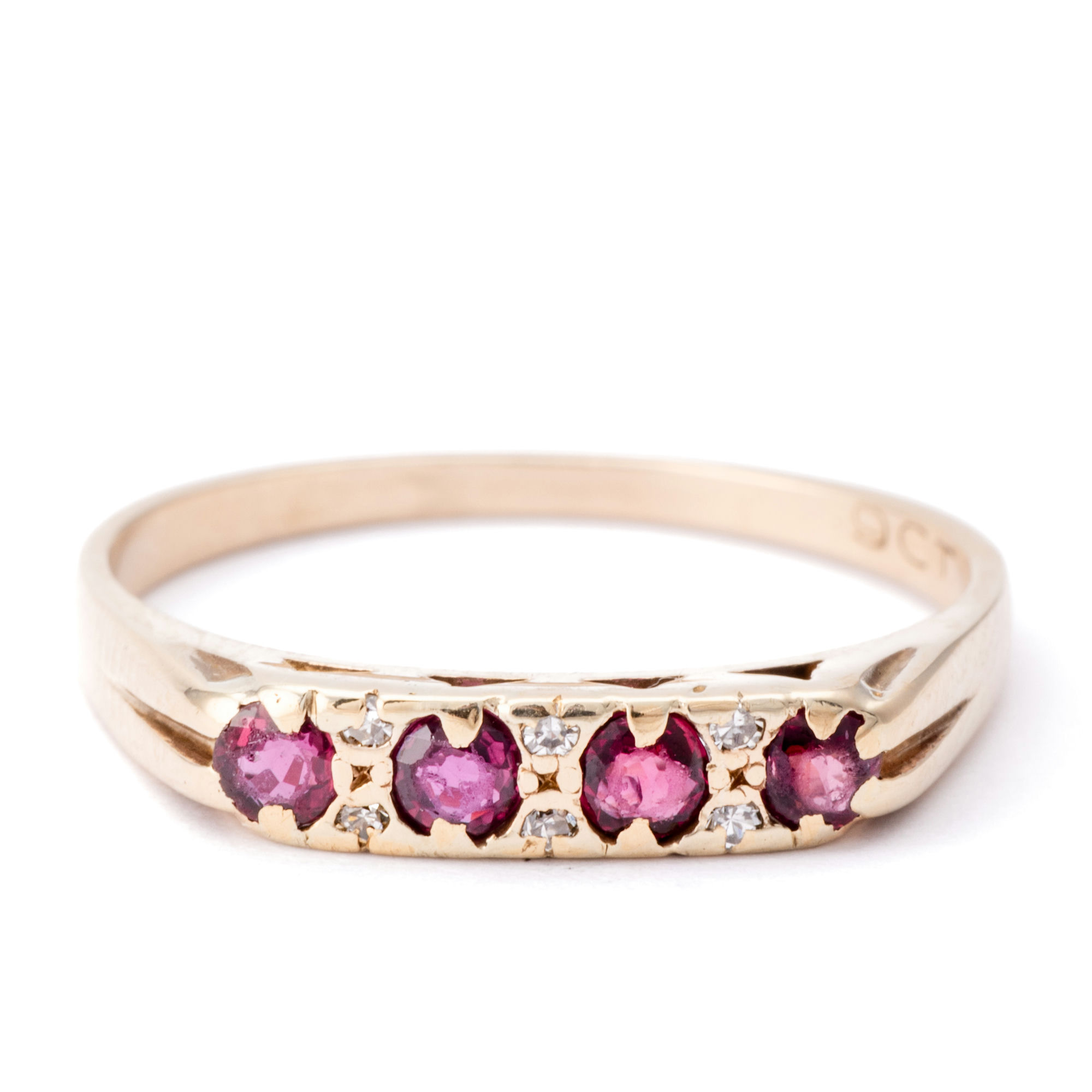 Vintage Ruby & Diamond Ring 9ct Gold,