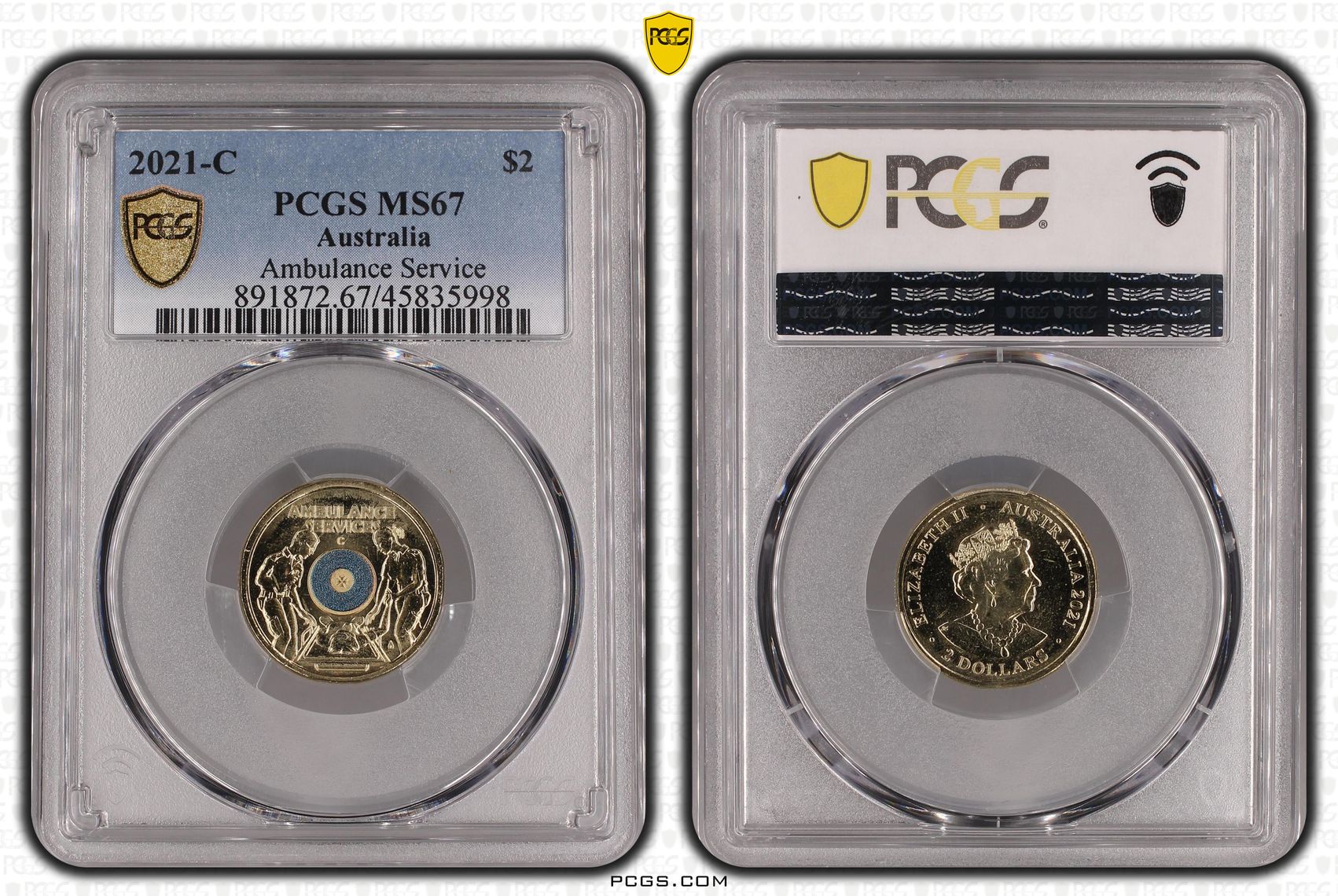 Ambulance Service Colourised, Two Dollar, 2021-C, PCGS MS67