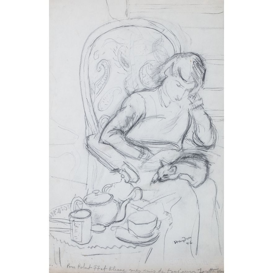 Henryk Hayden | Kobieta z kotem na kolanach, 1946 r.