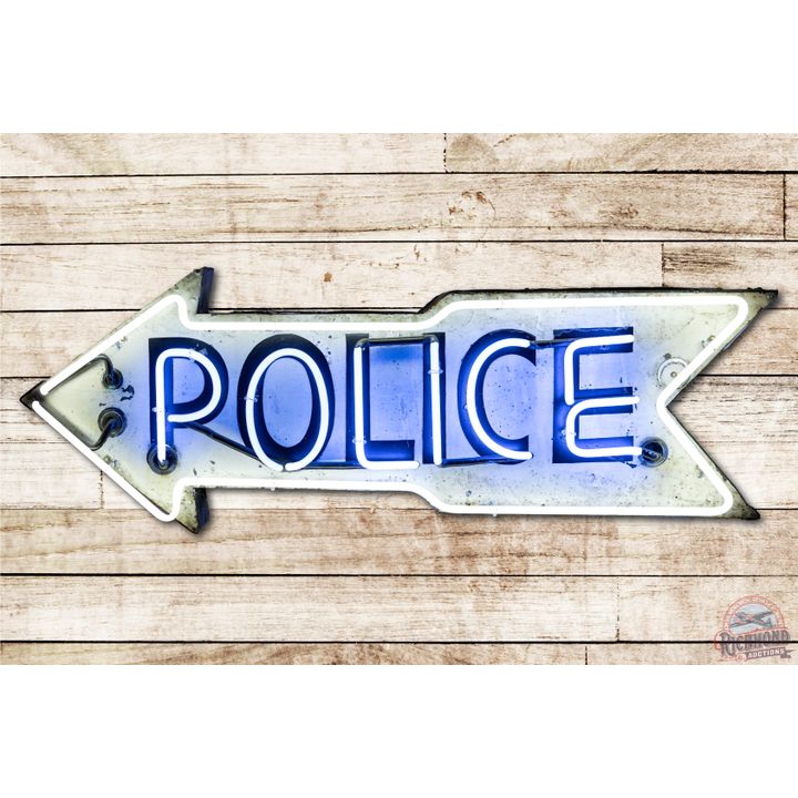 48" Police Arrow Double Sided Tin Neon Sign TAC 7