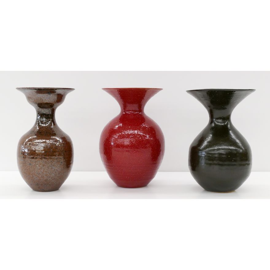 3pc George Cummings Glazed Stoneware Vases 6'' Approx.