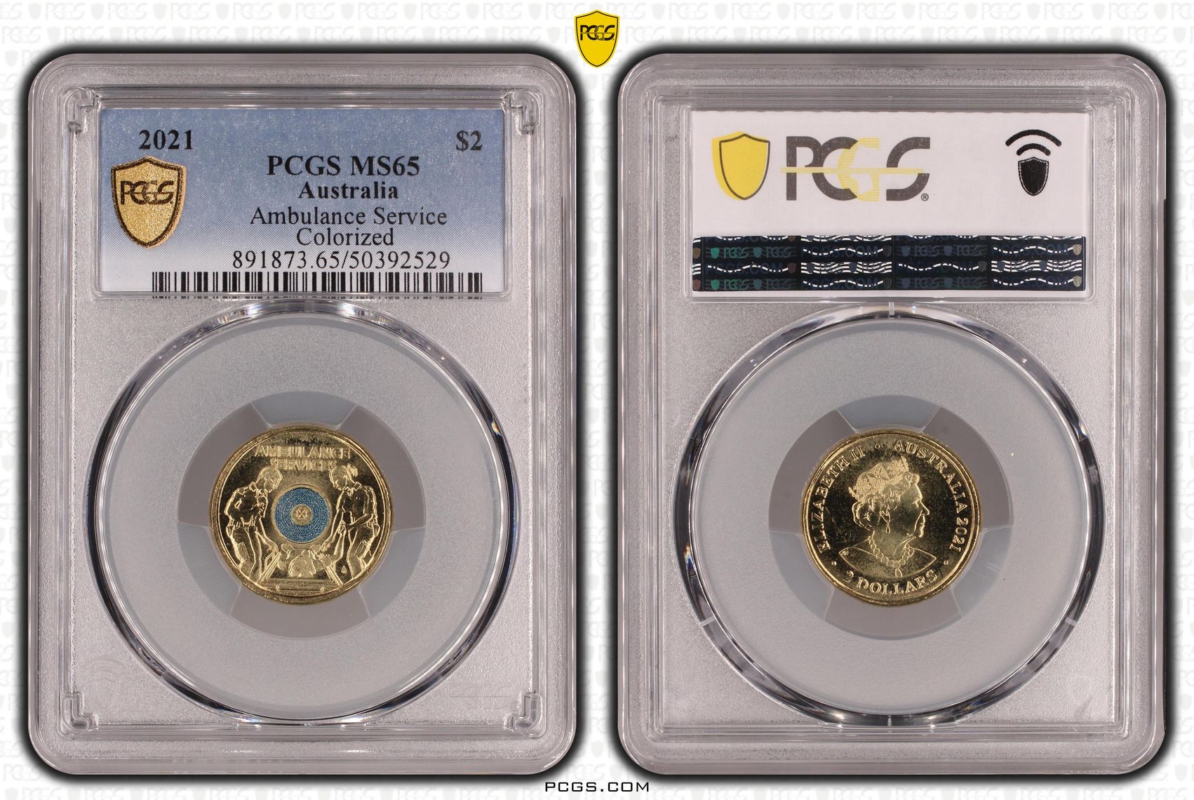 Ambulance Service - Colorized, Two Dollar, 2021, PCGS MS65