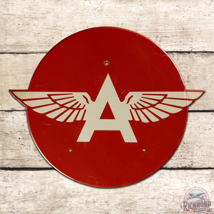 Flying A Gasoline Single Sided Tin Die Cut Sign w/ Logo