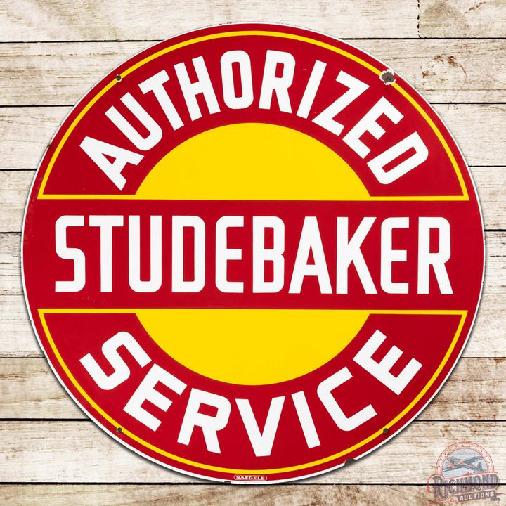 Outstanding Studebaker Authorized Service 42" Double Sided Porcelain Sign