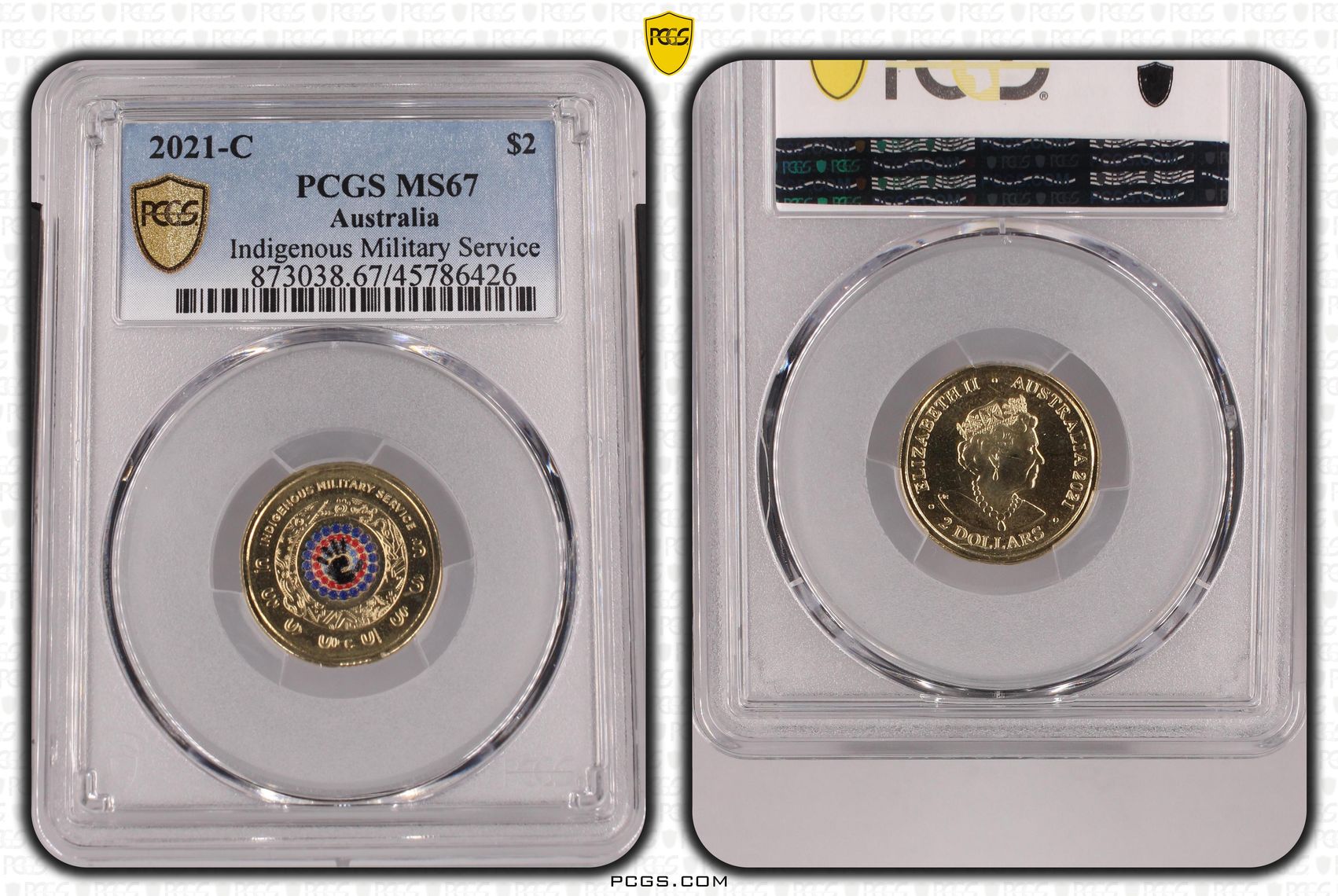 Elizabeth II, Indigenous Military Service - Colorized, Two Dollar, 2021-C, PCGS MS67