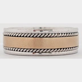 9CT WHITE & YELLOW GOLD MENS RING - 51929/015