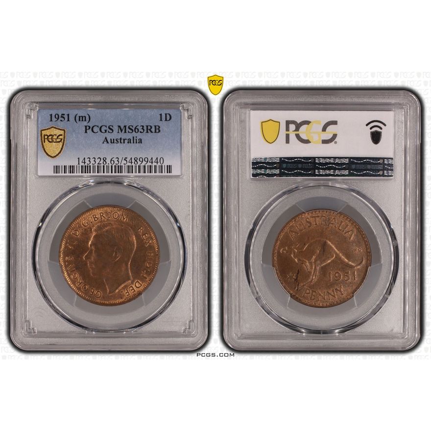 George VI, One Penny, 1951, PCGS MS63RB