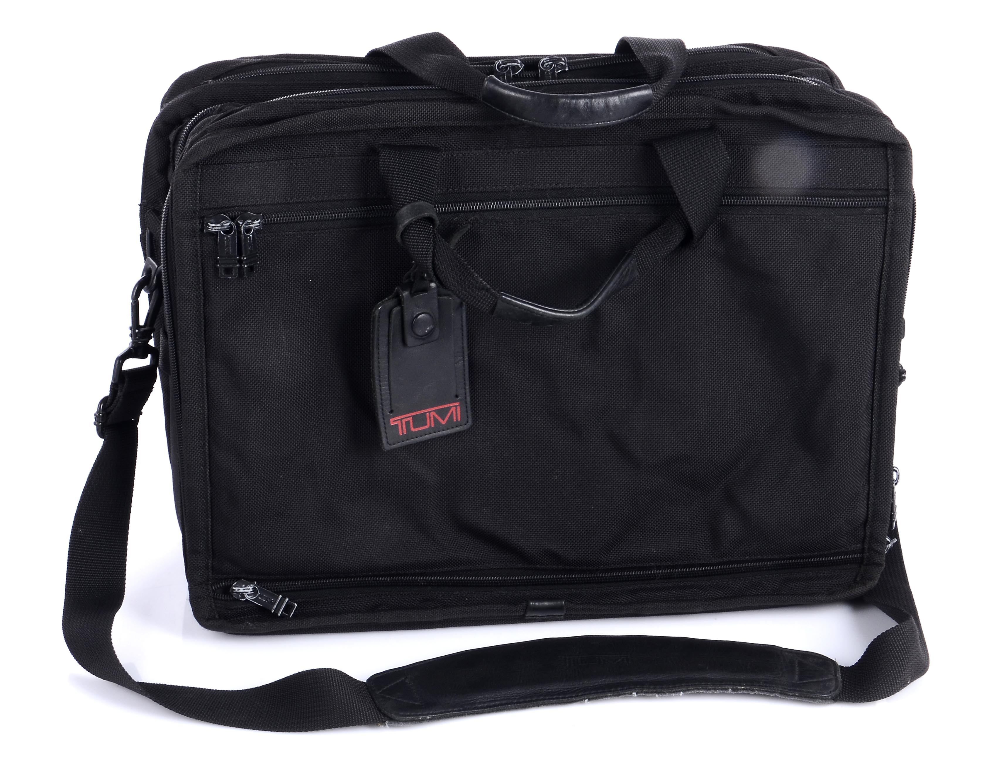 Tumi business travel canvas bag with multiple compartments, 34 x 47 x
