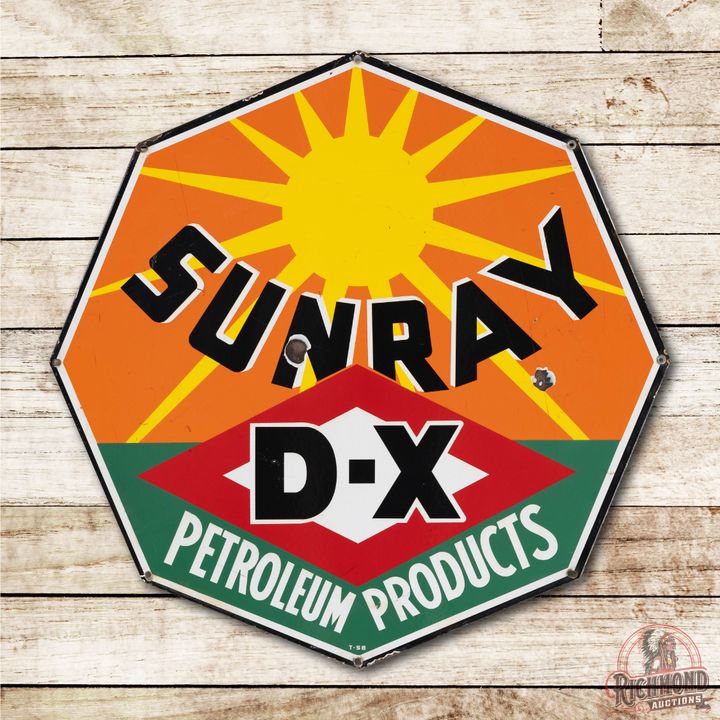 Sunray D-X Petroleum Products Double Sided Porcelain Sign TAC 8.5 & 7.5