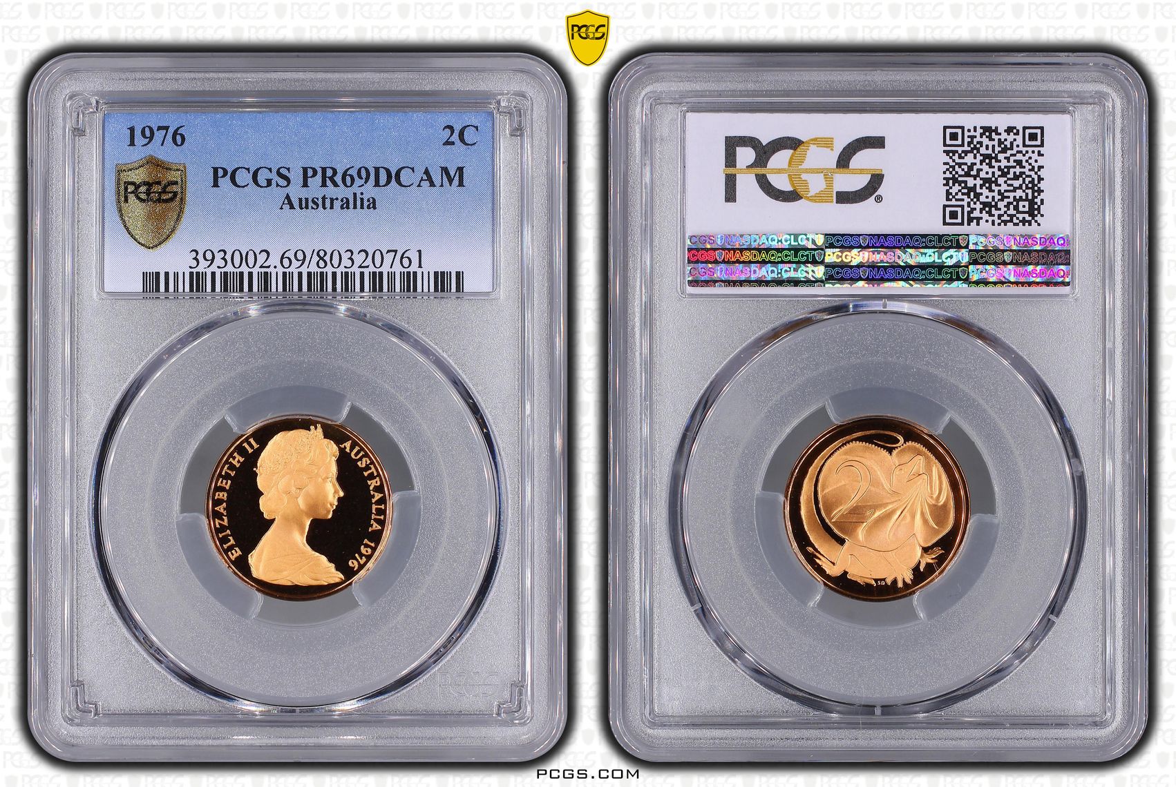 Elizabeth II, Two Cent, 1976, PCGS PR69DCAM