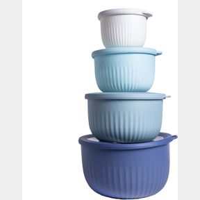 COOK WITH COLOR PREP BOWLS WITH LIDS- 8 PIECE NESTING PLASTIC SMALL MIXING BOWL SET WITH LIDS (BLUE OMBRE)