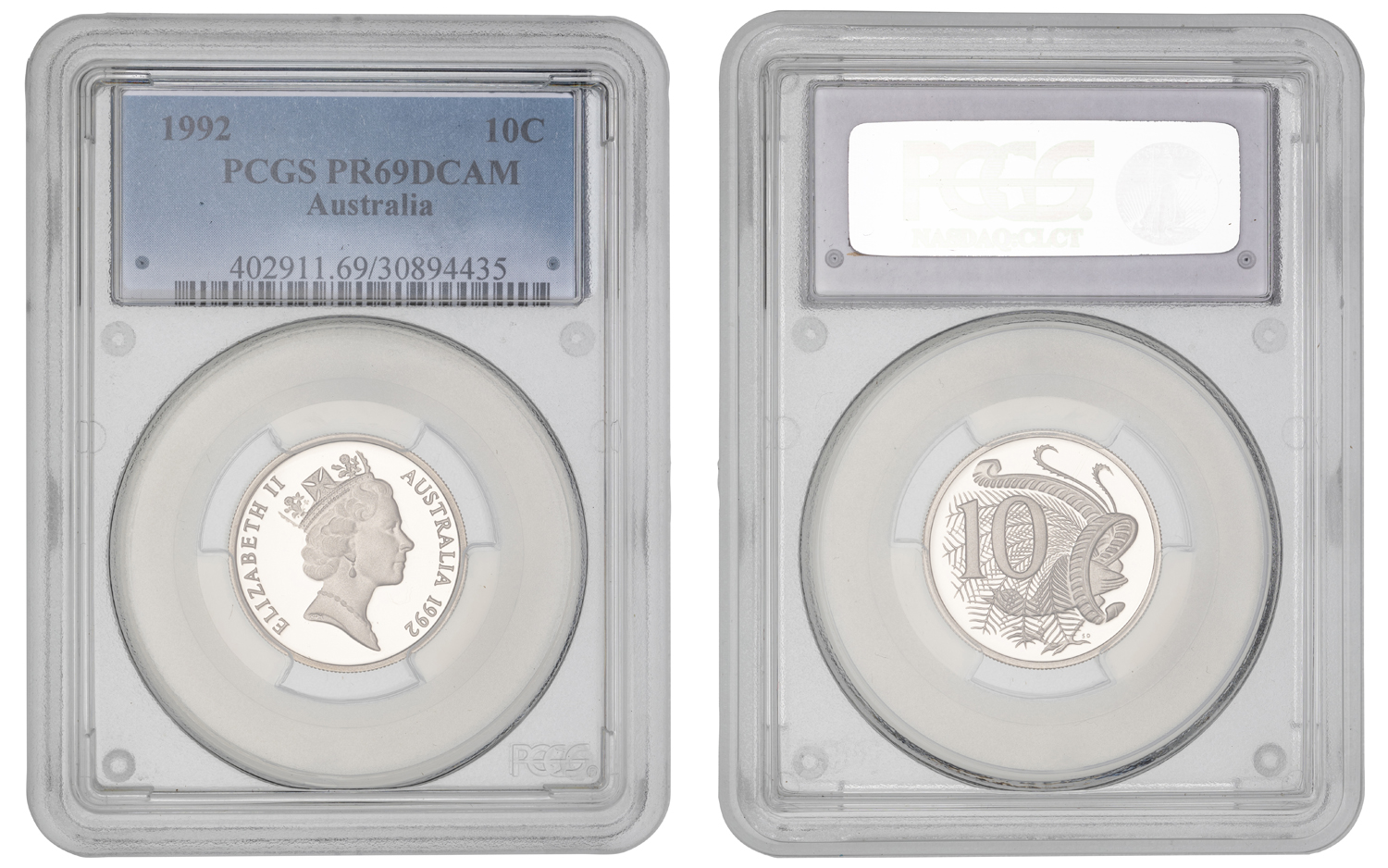 Elizabeth II, Ten Cent, 1992, PCGS PR69DCAM